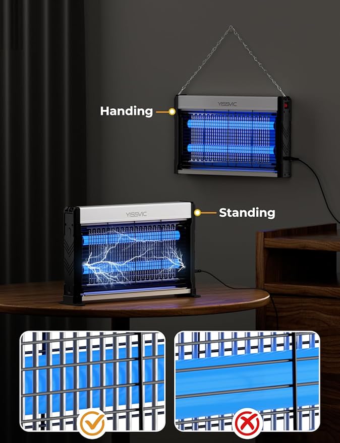 YISSVIC LED Bug Zapper Indoor, 4000V Electric Bug Zapper, Powerful Mosquito Zapper,LED Fly Zapper Indoor, Mosquito Killer with 6.6ft Power Cord for Home Office Restaurant