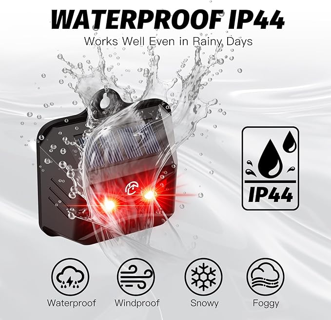 4 Pack Coyote Deterrent Devices, Solar Powered Raccoon Repellent Outdoor Devices Used to Deter Racoon Coyote Fox Skunk Deer Protect Your Chicken Coop and Property with Predator Control Lights