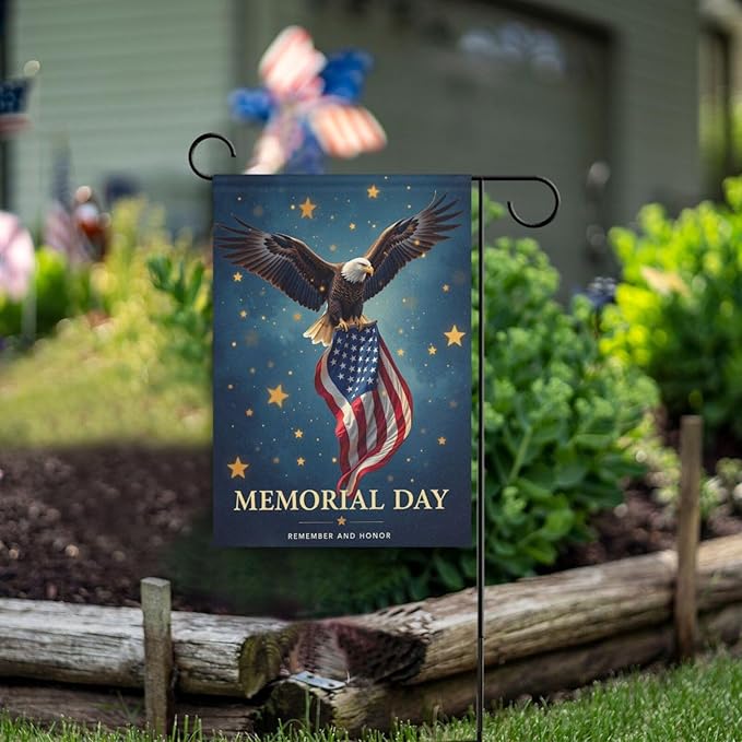 Kcldeci North American Bald Eagle with American Flag Welcome Garden Flag 12x18 Inch Patriotic America Usa Yard Flags Large Vertical Double Sided House Flag Seasonal Outside Decor for Yard Farmhouse