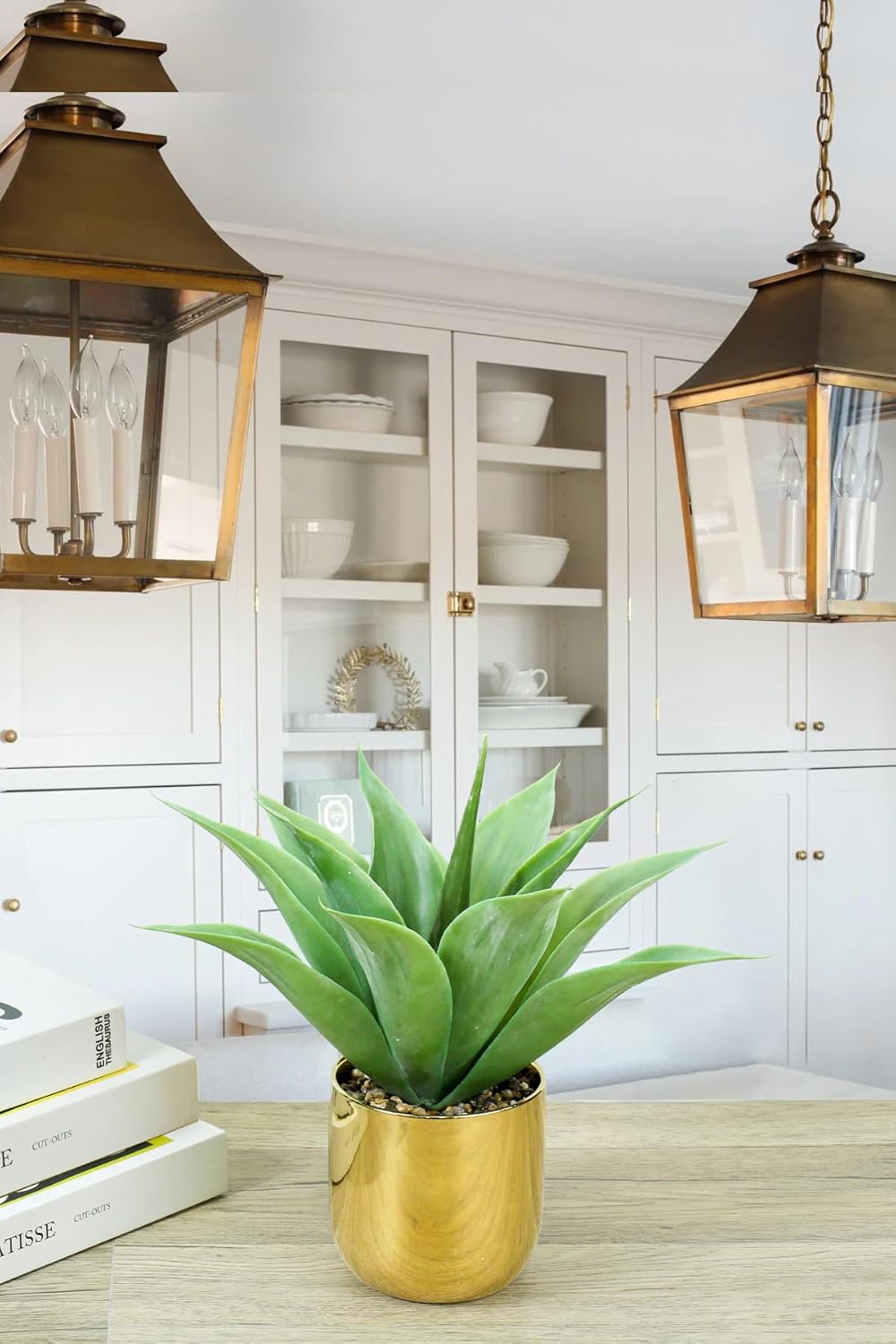 Large Faux Agave Plant 13" Artificial Aloe Vera Plants Fake Succulent Plants in Pot Realistic Agave Plant Artificial Potted Plants for Home Living Room Table Office Desk Bathroom Indoor Decor(Gold)