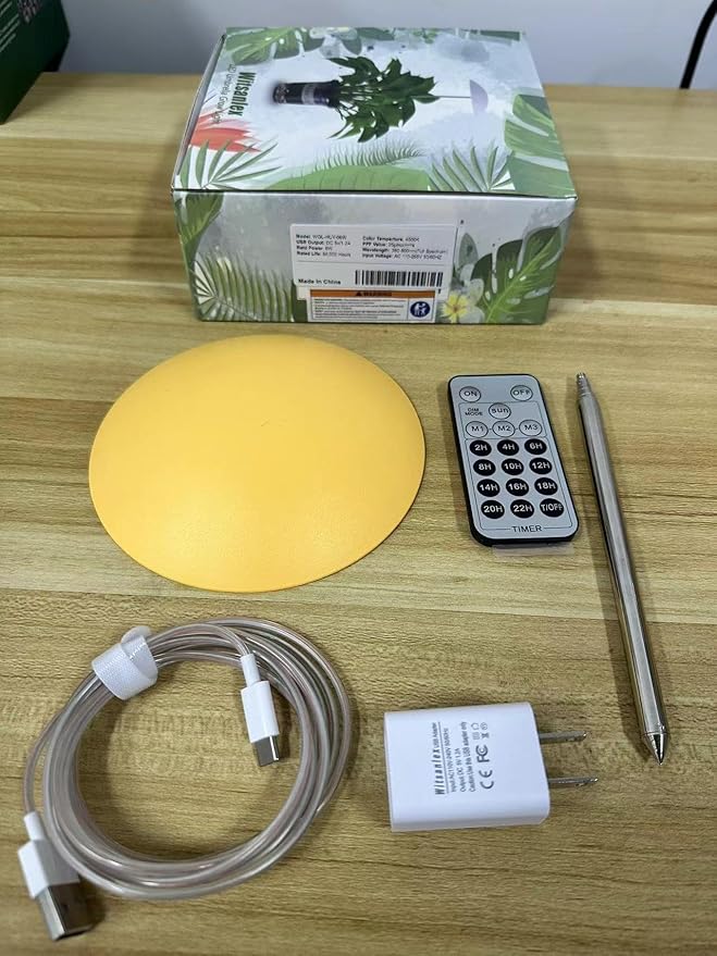 LED Grow Lights for Indoor Plants, Smart USB Small Full Spectrum Plant Lights with Remote, Height Adjustable, Auto On/Off Timer, Ideal for Home Decoration, Yellow