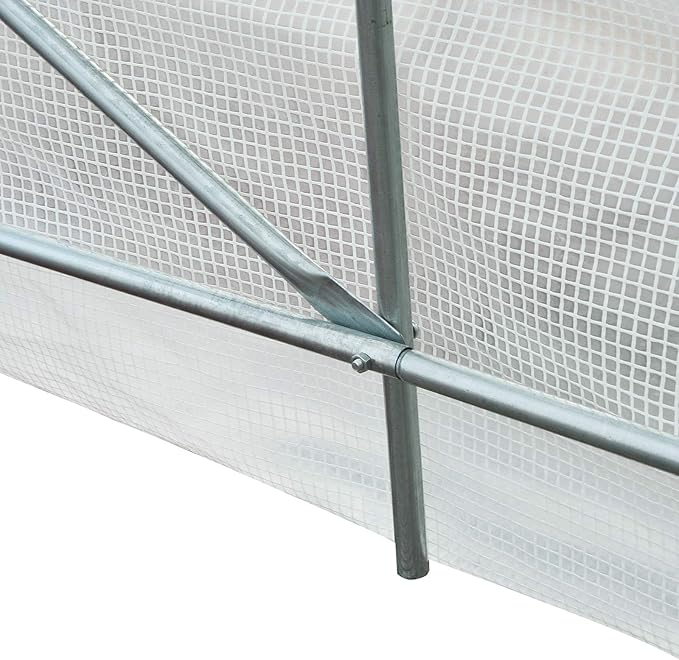 Outsunny 15' x 7' x 7' Walk-in Tunnel Greenhouse, Large Garden Hot House Kit with 6 Roll-up Windows & Roll Up Door, Steel Frame, White