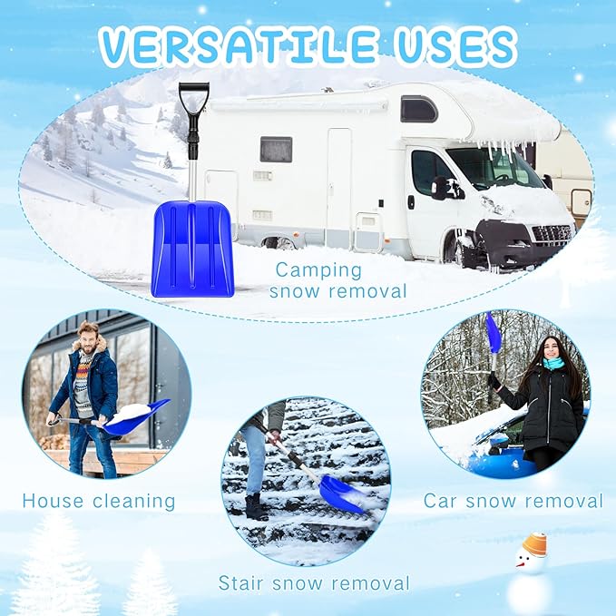 Lasnten 4 Pcs Kid's Snow Shovel Plastic Digging Lightweight Portable Beach Shovels for Kids Boys Girls Home Yard Garden Outdoor Activities Snow Removal(Blue)