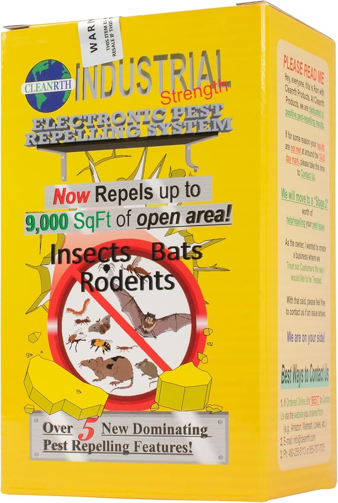 CLEANRTH CIN009 Industrial Electronic Pest Repelling System - Demands Insects, Bats, and Rodents to Flee