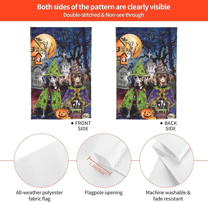 Labrador Dog Halloween Tombstone Scary Pumpkin Garden Flag Welcome Party Outdoor Outside Decorations Picks Home House Garden Yard Decor 12x18 Inch