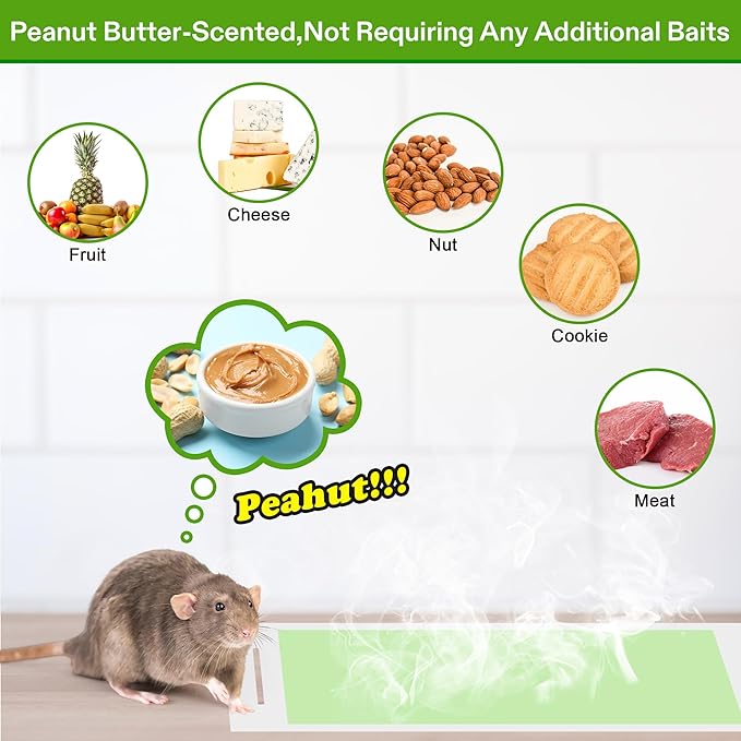 Qualirey 4 Pack Sticky Mouse Traps 8 x 14 Large Sticky Rat & Mouse Glue Boards for Inside Outside, Pre Scented Non Toxic Adhesive Traps with Enhanced Stickiness for Rat Mice Snake, Pet Safe