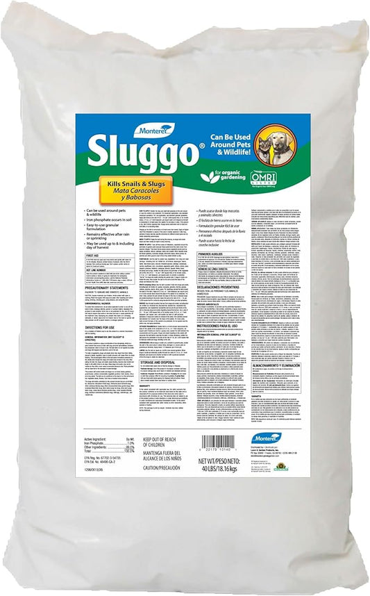 Monterey Sluggo - Organic Gardening Slug Bait & Killer, Wildlife and Pet Friendly, 40 Pounds