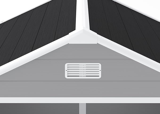 6x5 FT Resin Storage Shed,Garden House with Floor & Lockable Door,Waterproof Plastic Tool Sheds W/Slanting Roof Visual Window & Air Vents for Bicycles,Lawnmowers,Lawn,All Weather Use,Gray