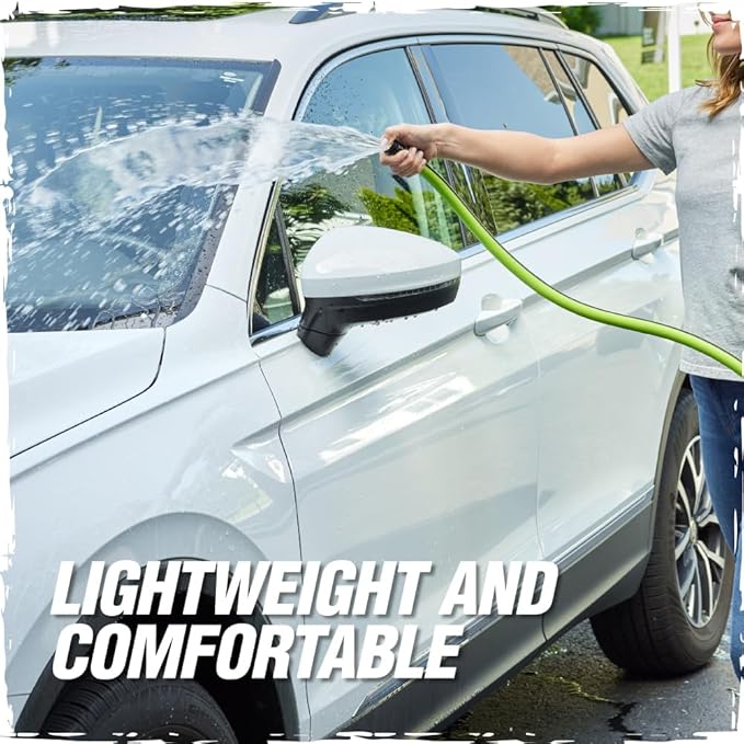 Rugged Rhino Heavy Duty Flexible Light Weight Garden Hose, 75ft x 5/8in, 4 Layer Leakproof Outdoor Gardening Tools, Watering Supplies, Powerful Water Pressure for Lawn, Flowers, Green Black