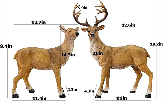 XTAPAN Resin Standing Deer Statue Couple Deer Sculpture Animals Deer Figurine Home Office Restaurant Decoration Garden Art Yard Ornament Lawn Outdoor Patio Decor Christmas 21# Standing Couple Deer