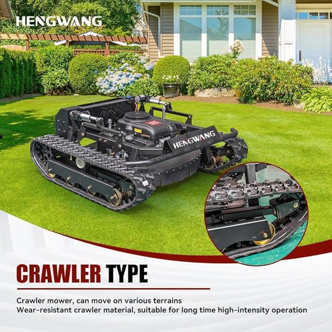 Robotic Remote Control Lawn Mower 22HP 65° Climbing Adjustable Mowing Height Track Drive All Terrain Grass Cutter Yard Mower (HW 608 90L)