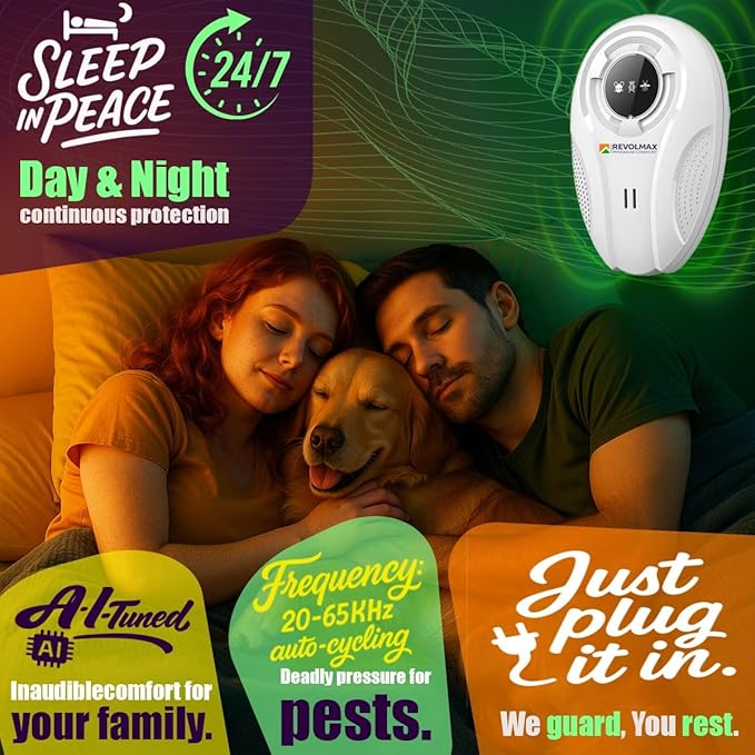 RX-78, Ultrasonic Pest Control Repeller - Electronic & Ultrasound, Indoor Plug-in Repellent - Get rid of - Rodents, Mice, Squirrels, Bats, Insects, Bed Bugs, Ants, Fleas, Spiders, Roaches (2Pack)