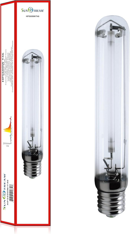 SunStream 600W SE HPS Grow Light Bulb Full Spectrum Double Ended High Pressure Sodium Bulb for Indoor Gardening, Greenhouse, Grow Tents