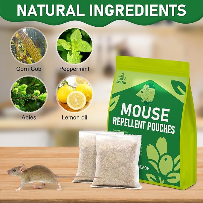 Mouse Repellent Pouches,Rodent Repellent for Car Engines,Mouse deterrents That Works,Peppermint Oil to Repel Mice and Rat