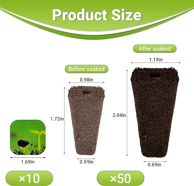 50 Pack Square Seed Starter Pods for Indoor Hydroponics Growing System, 50pcs Square Grow Sponges with 10 Square Pods Labels, Supplies Replacement Compatible with IDOO, QYO, LYKO