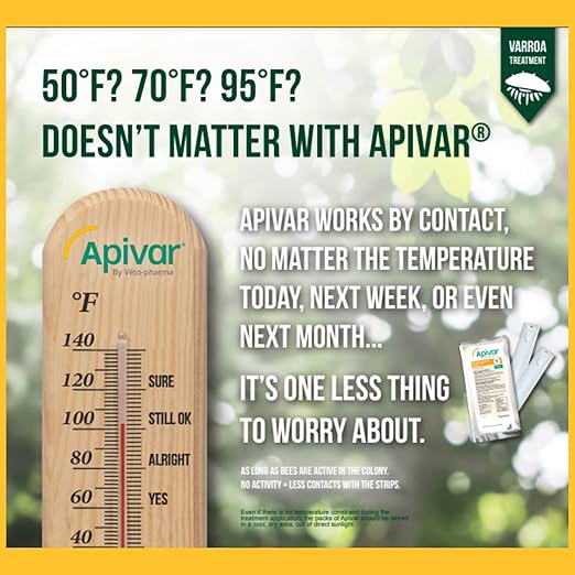 Apivar Strips Varroa Mite Treatment for Honey Bees with Easy Rip Strips 97-99% Effective Against Mites (60 Pack)