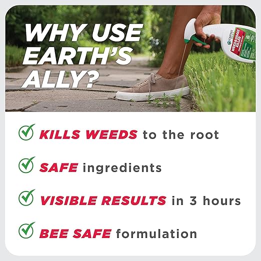 Earth's Ally Weed and Grass Killer Spray | Ready-to-Use | Natural Non-Selective Herbicide | Environmentally Safe Weed Killer | Pet Safe | Bee Safe (32 fl. oz. Ready-to-Use)