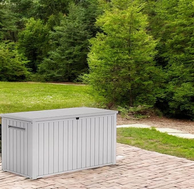 Outdoor Storage Box with Lockable Lid - Weather-Resistant and Stylish (White, 170)