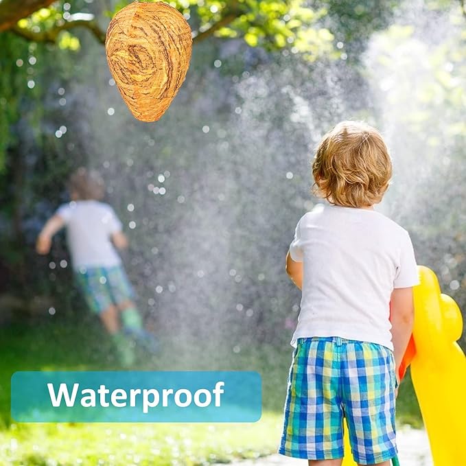 3 Pack Fake Wasp Nest Decoy Hanging Waterproof, Fake Hornet Nest Decoy Carpenter Bee Deterrent, Wasps Trap Wasp Deterrent Outdoor Yellow Jacket Carpenter Bee Traps for Outsides Garden Patio