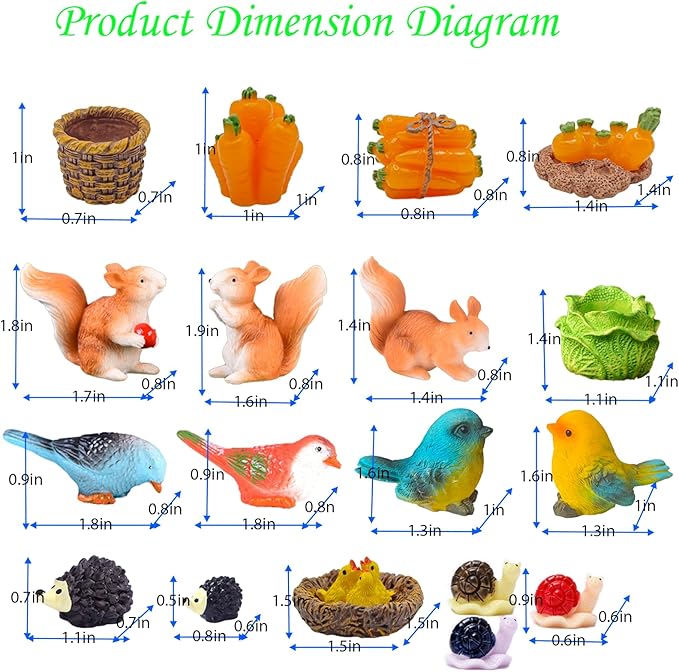 Kai Dream 39 Pcs Fairy Garden Kit - Rabbits and Carrots House,Bunnies Themed Mini Resin Figurines Indoor or Outdoor Decoration,Plant House or Patio Micro Landscapes Décor