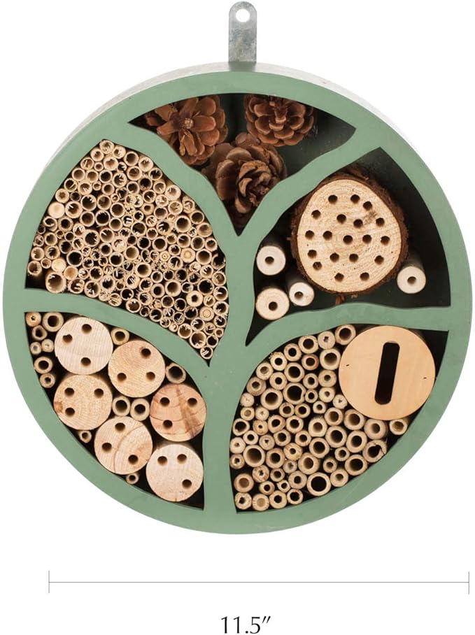 11” Woonden Multi Habitat Insect House Outdoor Garden Decorative Insect Hotels for Bee Butterfly and Beetle Tree of Life