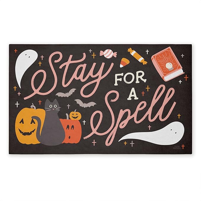 Stupell Industries Stay for Spell Halloween Welcome Printed Outdoor Unwoven Door Mat, Design by Laura Marshall