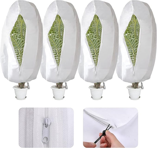 Alpurple 4 Packs Winter Zipper Plant Covers - 47" X 31.5" Warm Plant Protection Cover Bags, Frost Cloth Blanket Protecting Fruit Tree Potted Plants from Freezing Animals Eating