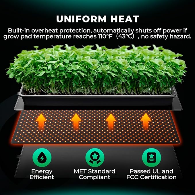 MARS HYDRO 48''x 20.75'' Seedling Heat Mat with Thermostat Heating Pad IP67 Waterproof, Easy to Clean, for Seedling, Germination, Clone, Reptile
