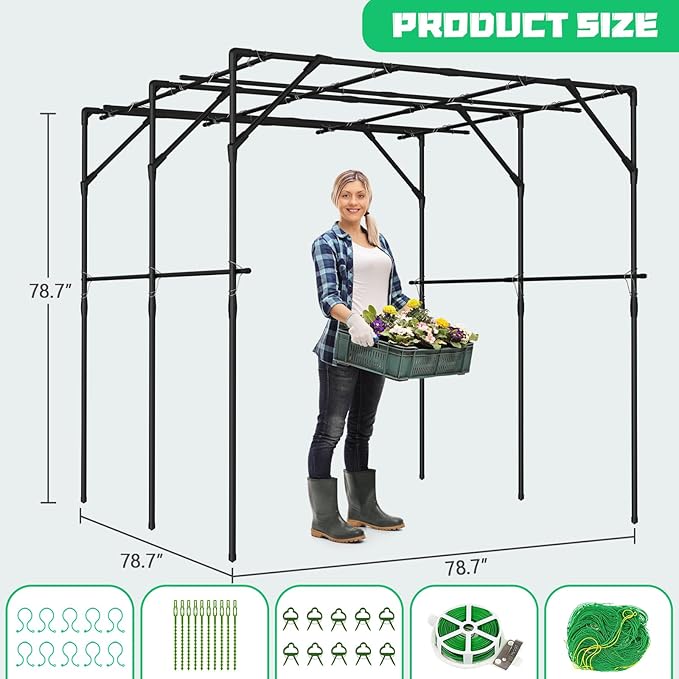 DoCred Tall Garden Arch Trellis for Climbing Plants, 79in Tall Metal Plant Support Trellis Archway for Climbing Vine Vegetable/Fruit/Flower Outdoor Yard Lawn Garden Arch Tunnel Trellis