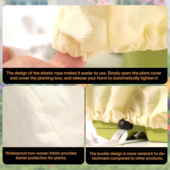 Plant Protection Cover, Winter Frost Protection Cover with Zip Pull and Latch, 19.7 x 19.7 x 31.5 cm - 2 pcs. for Plants and Rectangular Planting Box Protection Cover