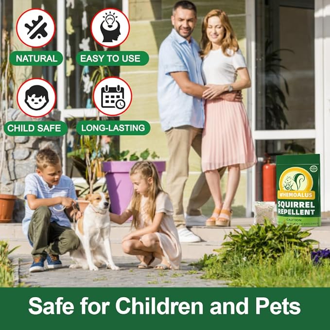 Squirrel Repellent Outdoor, Chipmunk Repellent for Outdoor, Keep Squirrel and Chipmunk Away from Garden, Attic, Yard and Bird Feeders, Safe for Kids, Pets and Plants - 8P