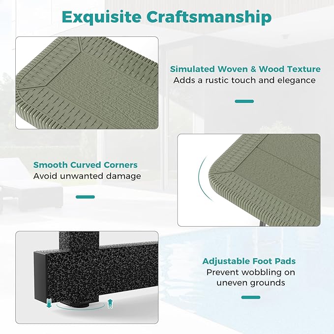 Giantex Picnic Table Bench Set for 4 People, 4.5FT Outdoor Rectangular Dining Table & 2 Benches w/Umbrella Hole, HDPE Tabletop, Metal Frame, Patio Garden Backyard Poolside (4.5FT,Non-Foldable,Green)