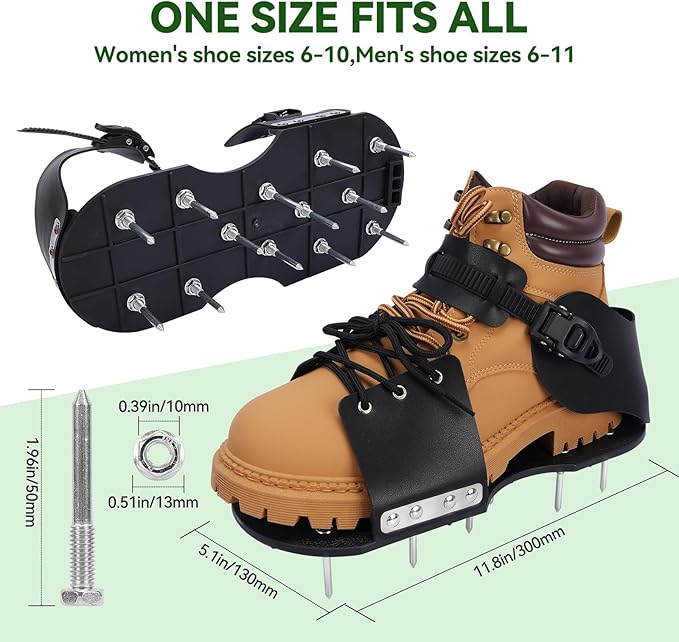 HFH Lawn Aerator Shoes for Grass，Aeration Shoes for Lawn，Spike Shoes for Lawn Aerating (Shoelace)