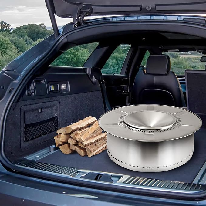 HGD 19.5" Smokeless Firepit with Heat Deflector, Stainless Steel Wood Burning Fire Pit for Friends & Family Gatherings, Secondary Combustion Outdoor Patio Stove for Garden BBQ & Bonfire