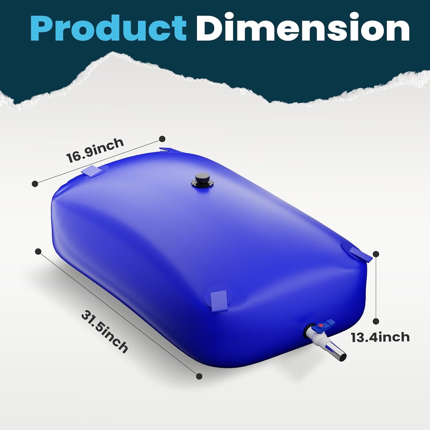 Large Capacity Water Storage Bladder Containers, Bladder Tank for Drought Resistance, Fire Prevention, Emergency Water, Agricultural Irrigation Outdoor (110L/29Gal, Blue)