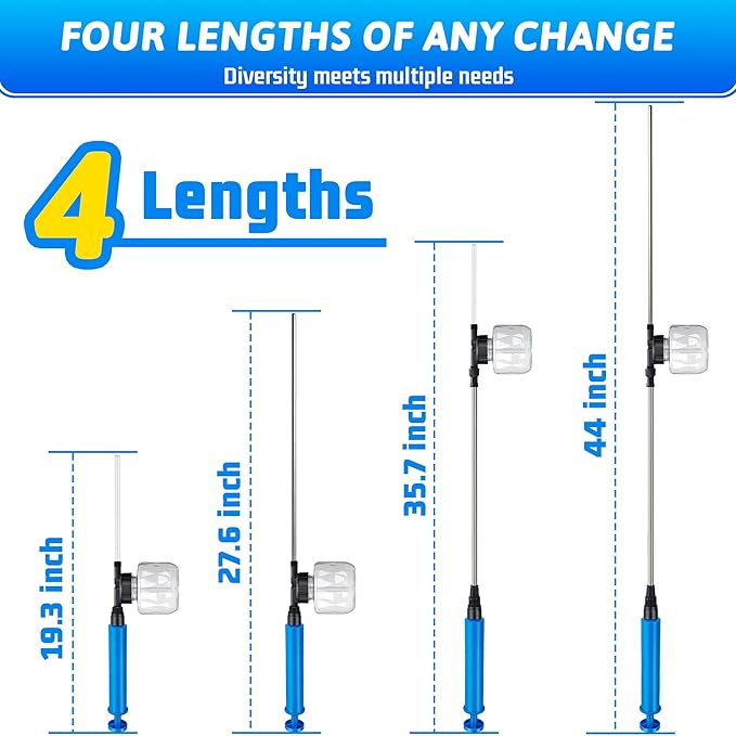 Push-Pull Air Pump Powder Duster Sprayer for Diatomaceous Earth, Delta Dust,and Powder Coating,Length Adjustable from 19" to 44",Transparent Tank & Stainless Steel Rod,Efficient Powder Distribution