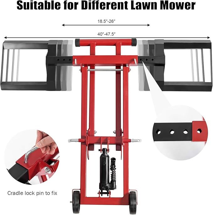 Goplus Lawn Mower Lift, 500LBS Zero Turn Mower Lift with Hydraulic Jack, Mower Lift Jack for Riding Tractors