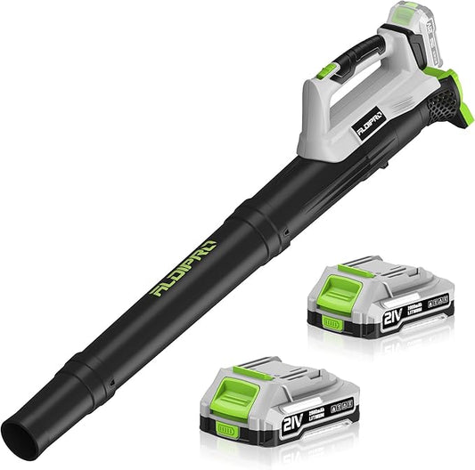 Ultra-Light Leaf Blower Cordless with 2 Batteries & Fast Charger | 400CFM 130MPH Electric Leaf Blowers, 21V Powered Handheld Blowers for Dry Leaves, Yard, Patio, Garage