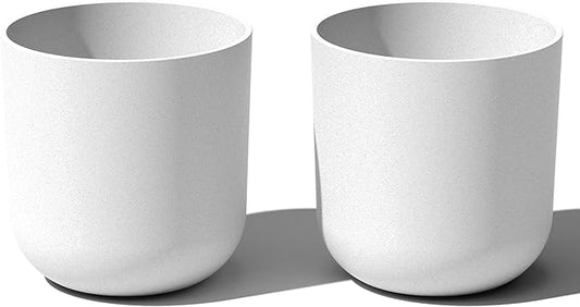 Veradek Mason Series Lima Planter - Round Planter for Indoor or Outdoor Porch/Garden | Made from Plastic-Stone Composite with Drainage Holes | Modern Décor for Succulents, Flowers, Small Plants