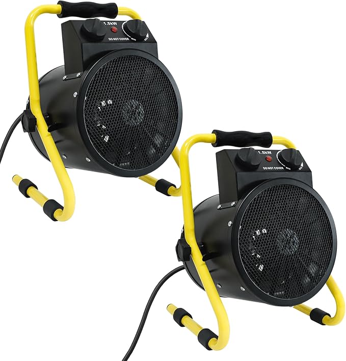 COOS BAY 1500W Portable Electric Space Heater, Outdoor Greenhouse Heater for Grow Tent, Garage, Workshop, Patio, RV – Radiant Heat, Overheat Protection, IPX4 Water Resistant, 2 Pack, Black