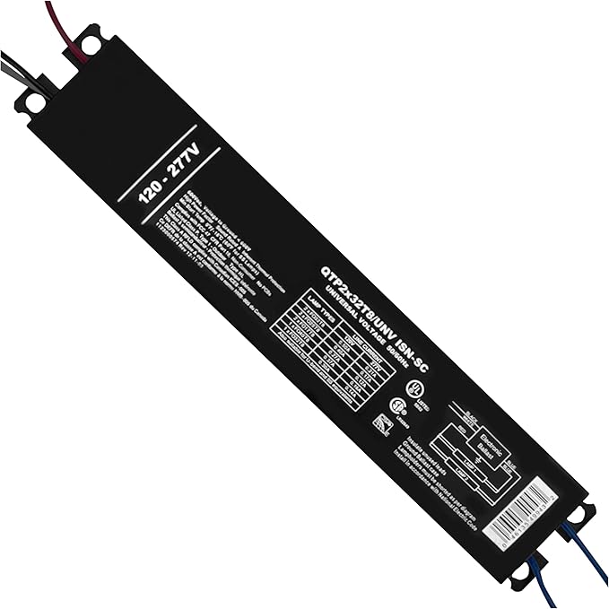 OHLECTRIC Replacement for Sylvania Ballast QTP 2X32T8/UNV ISN-SC, Philips ICN-2P32-N, Keystone KTEB-232-UV-IS-N-P, for 2 Fluorescent T8 Lamps - 120-277V - 32 Watt