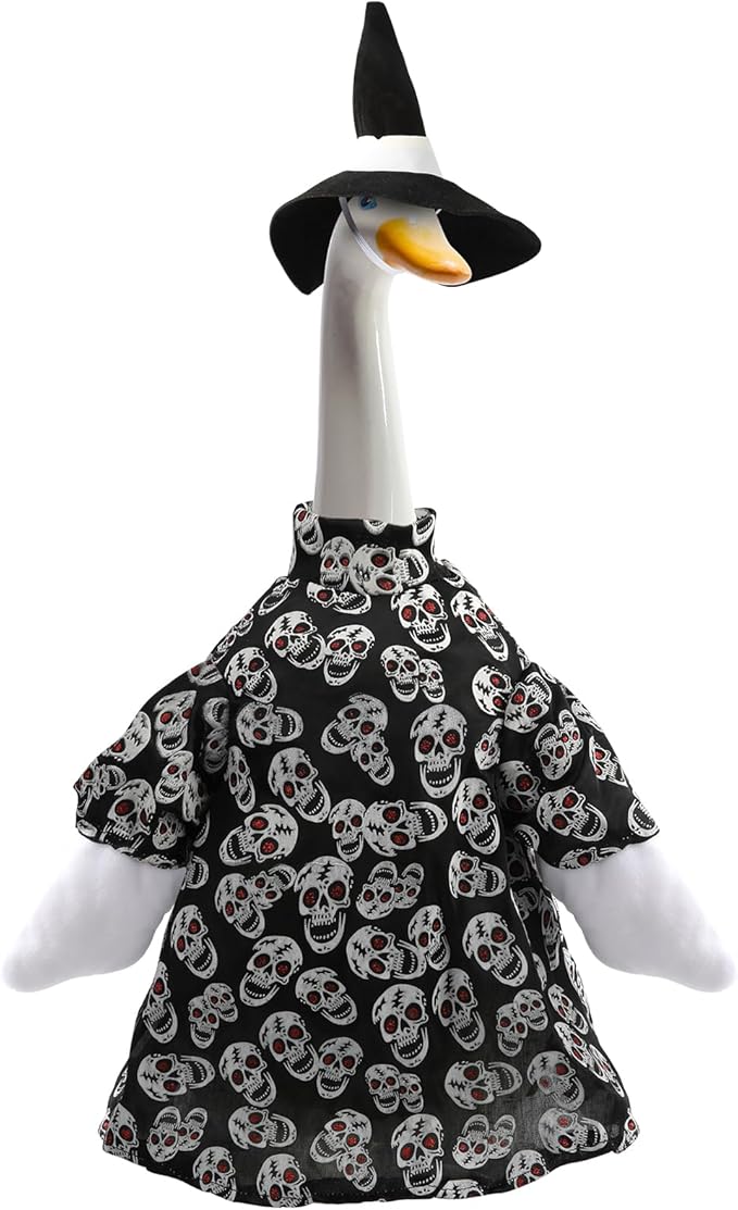Porch Goose Outfits Clothes for 23" High Cement or Plastic Lawn Garden Goose Halloween Outdoor Decoration