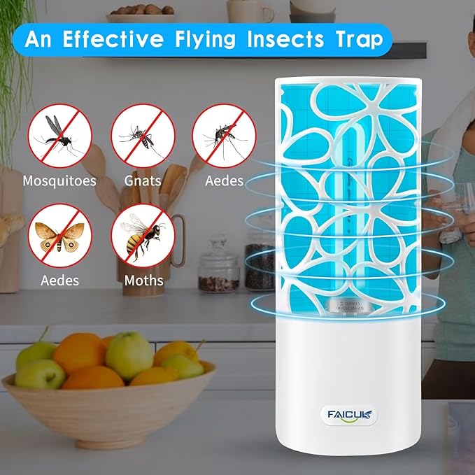 Faicuk Plug in Fly Light Trap with UV Bulb for Capturing Gnats, Mosquitos and Other Flying Small Insects Non-Zapper for Inside Your Home