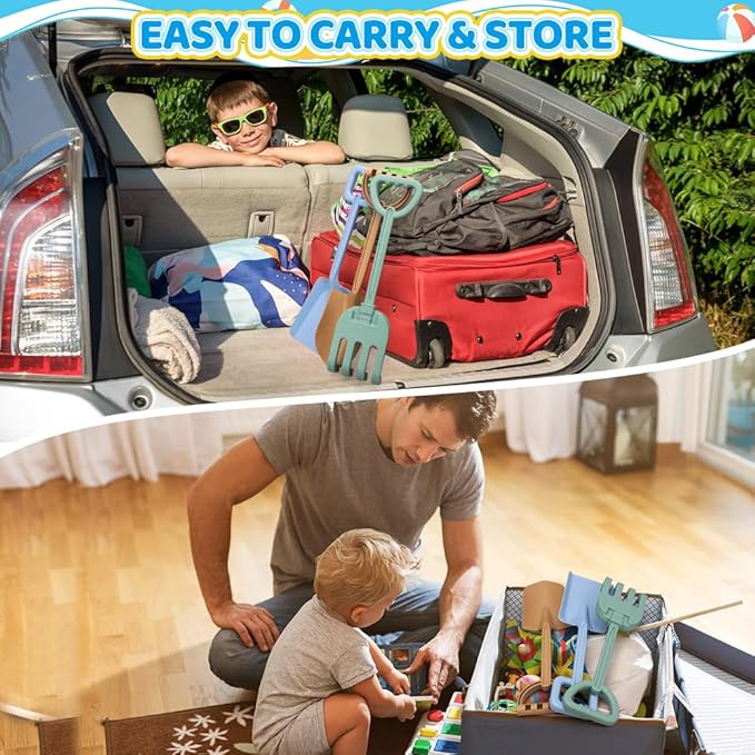 Dilabnba Heavy Duty Kids Snow Beach Shovels, Sand Shovels for Garden,Large Beach Spade Scoop Rake for Kids Toddlers, Long Handle ABS Plastic Shovel for Digging Snowing 3 PCS