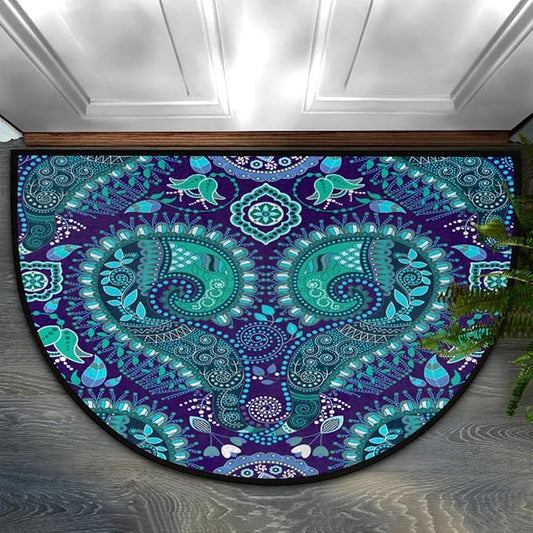 cfpolar Half Round Door Mat, Ocean Boho Semicircle Door Mats, Non Slip Area Rug Soft Doormat for Front Door Indoor Entrance Welcome Mat for Garage Patio Home Decor 24 x 36 in