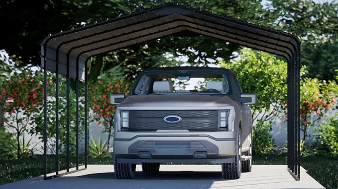 12x20 FT Heavy Duty All-Steel Carport Canopy, All-Weather Outdoor Metal Shelter for Truck, Boat, Tractor & Storage