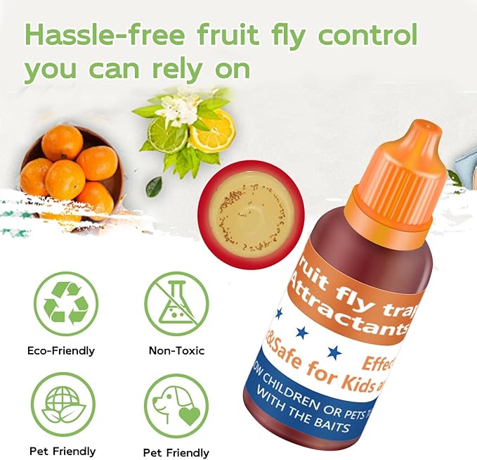 Fruit Fly Trap Refill Liquid Only, 2025 Upgrade Traps for Indoors, Efficient Gnat Killer Indoor, Fruit Bait Home, Kitchen (6, Orange)