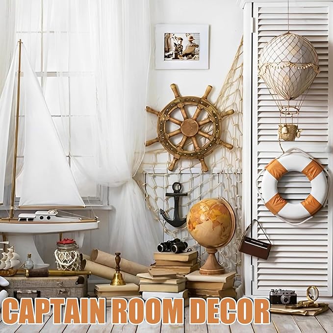 2 Pack Fish Net Decorations for Party, Natural Cotton Hawaiian Party Fishing Net Decorative, Nautical Themed Cotton Fishnet Under The Sea Pirate Ocean BeachHalloween Decor