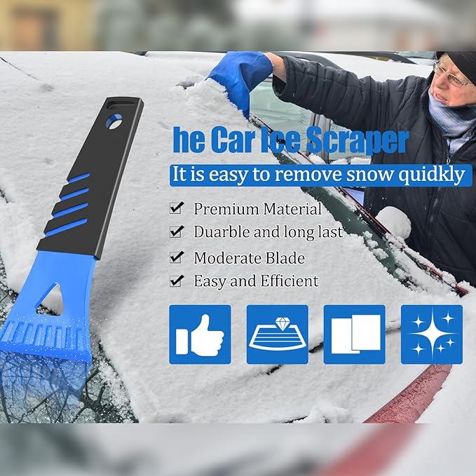 Frienda Ice Scraper for Car Windshield Plastic Snow Frost Ice Removal Tools for Cars Trucks Window (24)
