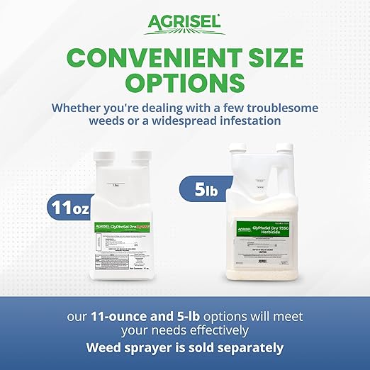 GlyPhoSel Pro Dry Weed Killer, Fast-Acting, Targets Tough Weeds from Leaf to Root, Easy-to-Use Tip & Pour Container, Pet Safe, Includes 3-Pack of Agrisel Protective Gloves, 5 Pounds